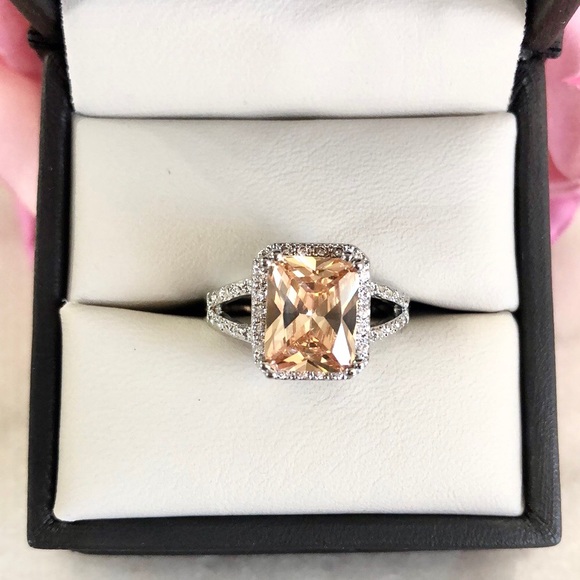 Jewelry - Princess Cut Peach Morganite Ring
